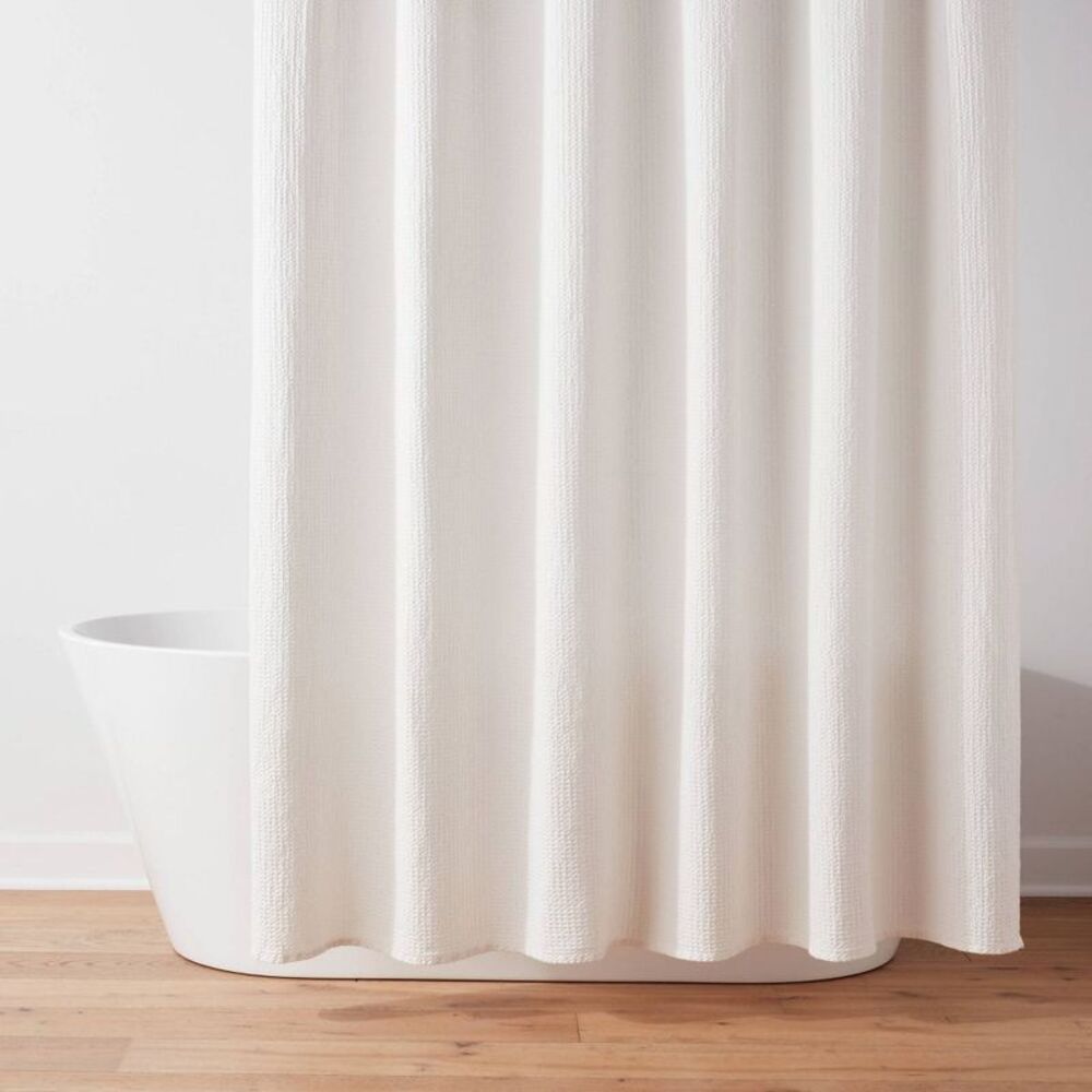 Oversized Relaxed Waffle Weave Shower Curtain Ivory - Threshold